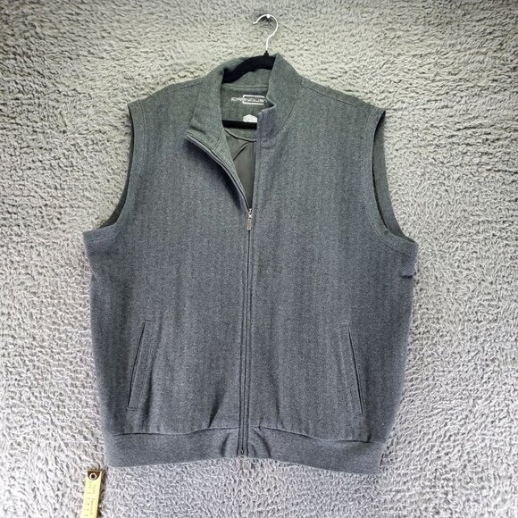 Carnoustie Jacket Mens XL Herringbone Gray Full Zip Vest - Picture 1 of 6